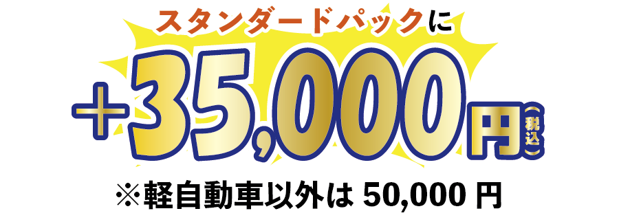 スタンダードパックに＋３５０００円
※軽自動車以外は50000円